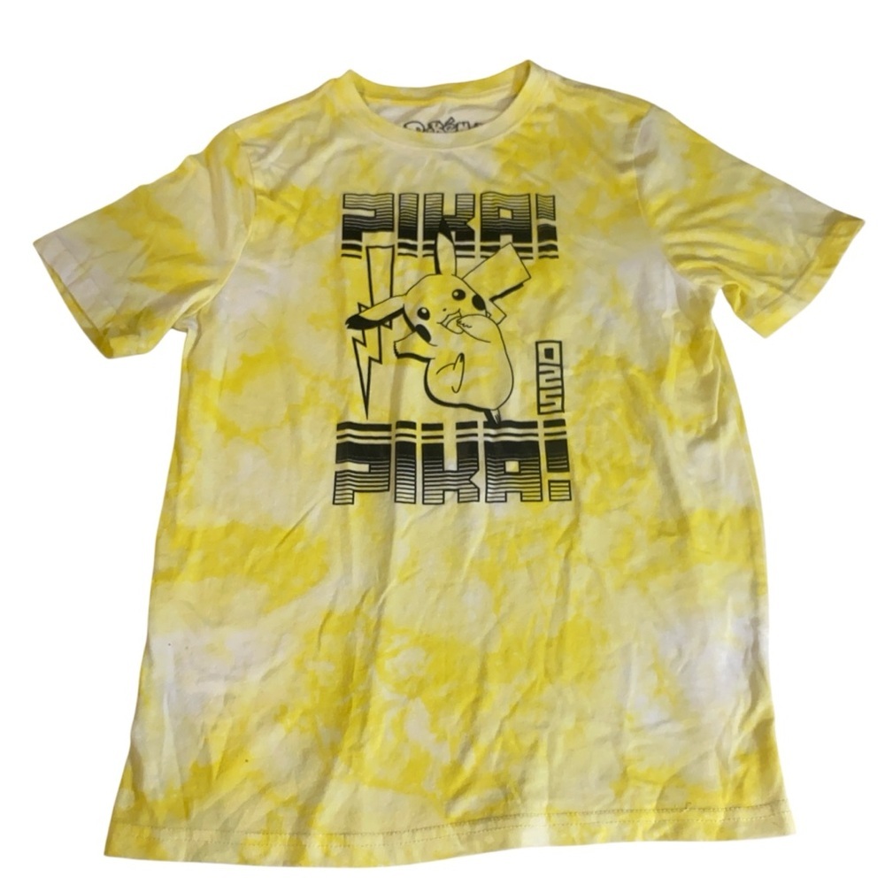 Pokemon Pikachu “Pika! Pika!” Tie-Dye Youth T-Shirt Yellow White‎ Unisex